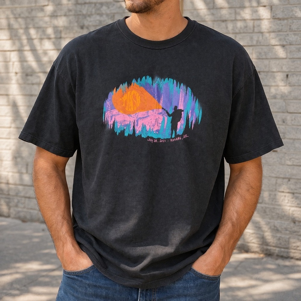 Phish Rogers AR 7/28/21 Tour T Shirt 3XL Black Cave Graphic Jam Band Tee